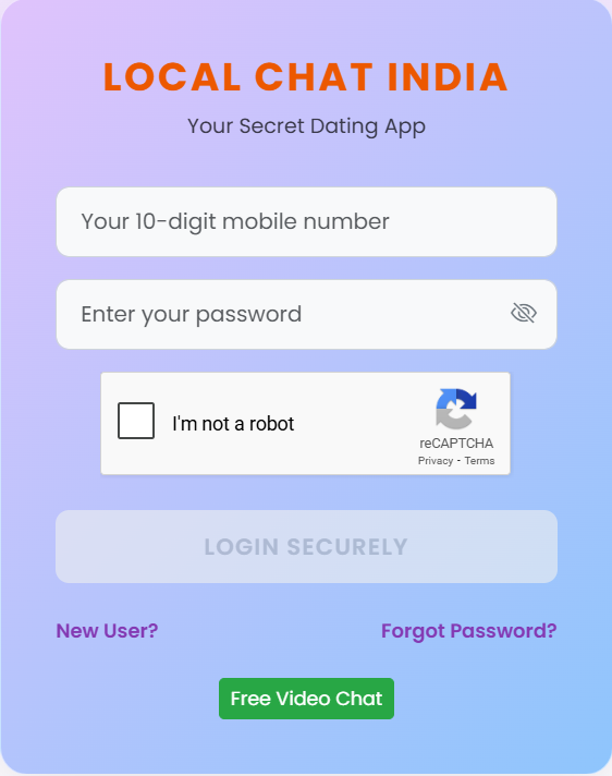 LocalChatIndia Login Screen