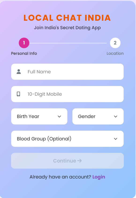 LocalChatIndia Registration Form